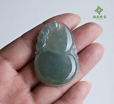 翔发珠宝玉器批发 正品翡翠葫芦挂件，福禄双全带证书